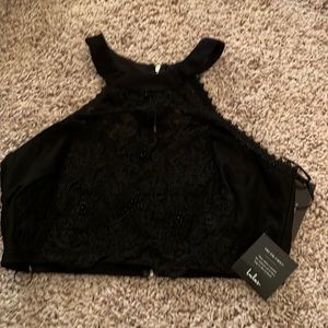 2 PIECE SET Lulu’s black halter top and matching skirt new with tags size XL